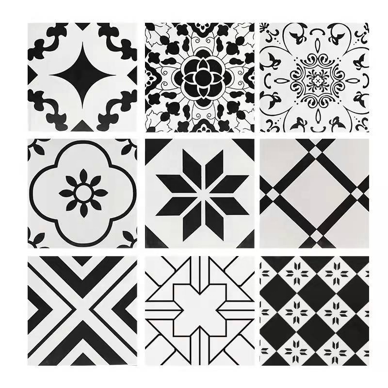 300x300mm concise white and black art flower tile kitchen bathroom non-slip ceramic floor tiles