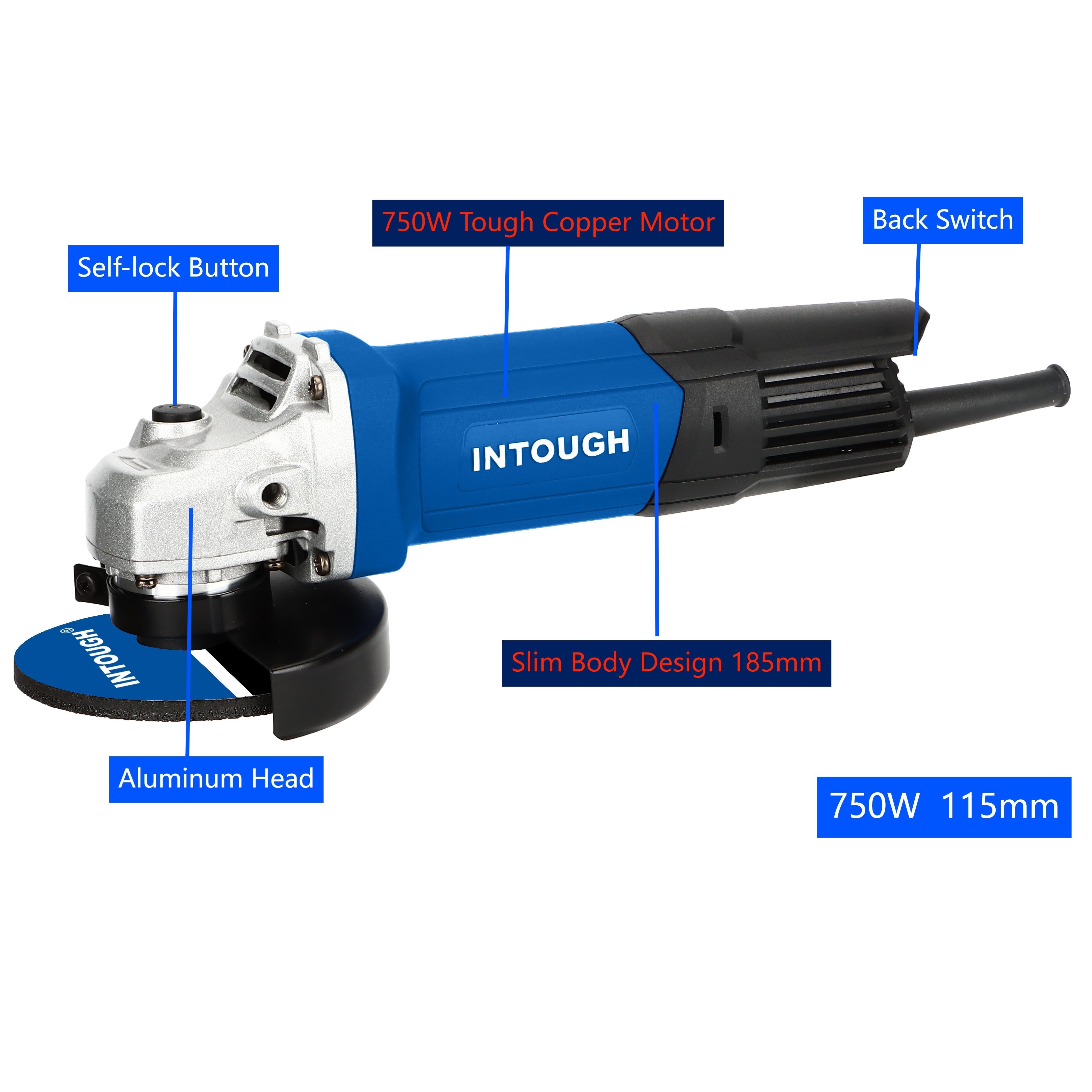 INTOUGH Hot Sale High Quality Mini Portable M14 115mm 750W Electric Cutting Angle Grinder