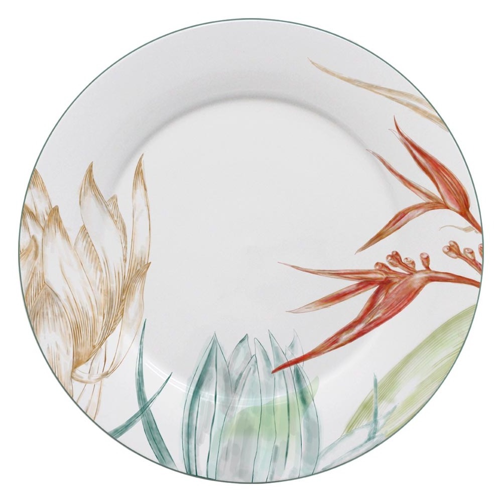 Factory supply porcelain bone china dinnerware plates sets lotus printing decal dinner plate set