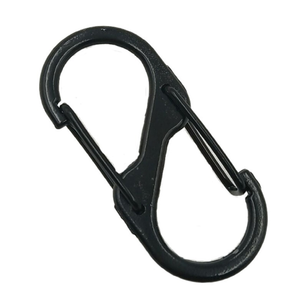 S Type All Black Matte Buckle Hook Outdoor Loading Carabiner Stainless Steel Carabiners Dual Spring Snap Hooks