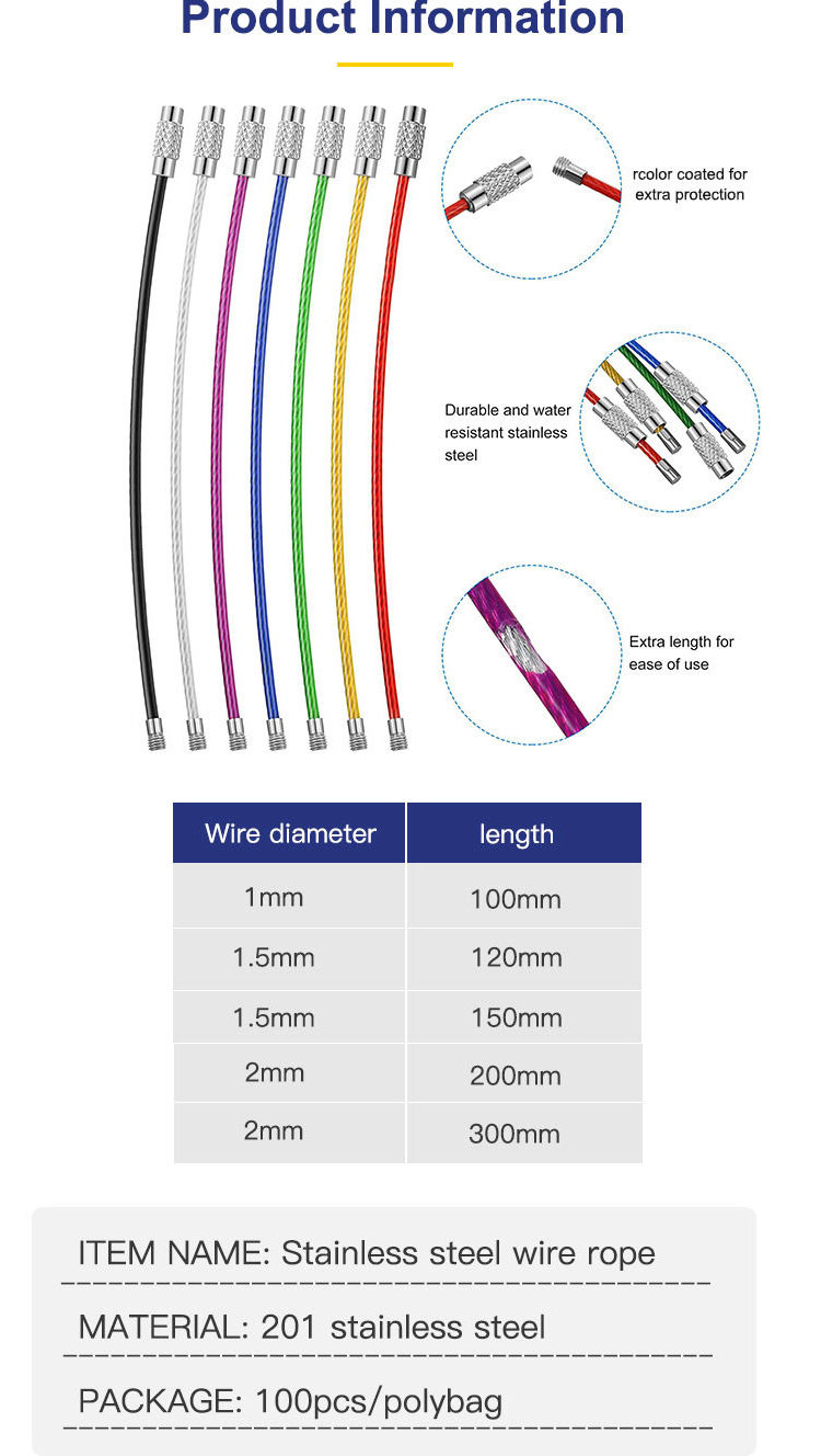 Wholesale stainless steel colorful wire rope cable clips with screw lock