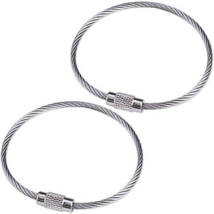 201  Stainless Steel Metal Wire Rope Key Rings for Luggage Tags