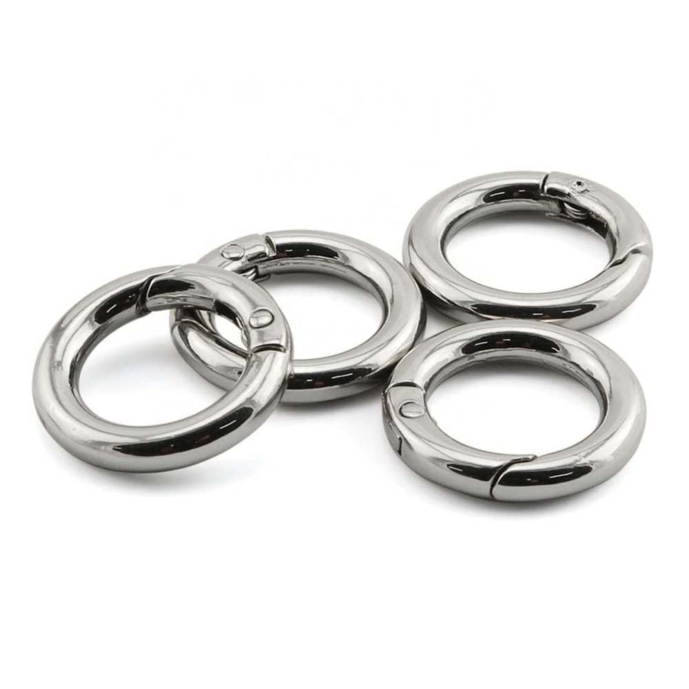 Silver color 25mm spring gate circle round ring carabiner clip snap ring hook for handbag