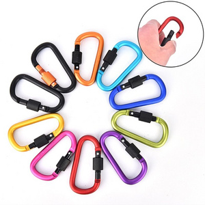 Inunion Customized Large Carabiner Screw Lock High Quality Aluminum D Shape Locking Carabiner Clip With Screw Swivel Carabiner