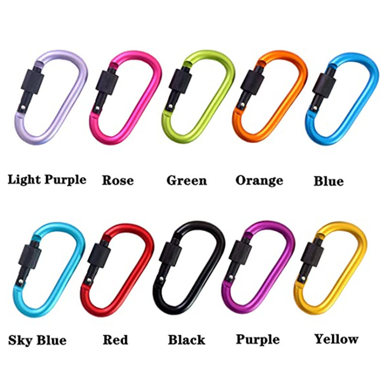 Inunion Customized Large Carabiner Screw Lock High Quality Aluminum D Shape Locking Carabiner Clip With Screw Swivel Carabiner