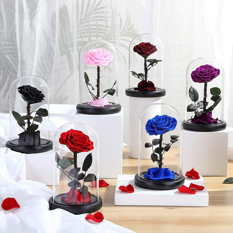 INUNION China Wholesale Real Touch Rosas Eternas Preservadas Forever Fresh Flower Eternal Preserved Rose in Glass Dome