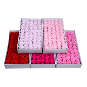 INUNION Flower soap roses gift box 50 pcs Soap rose flower gift box,rose petal soap flowers box for decoration