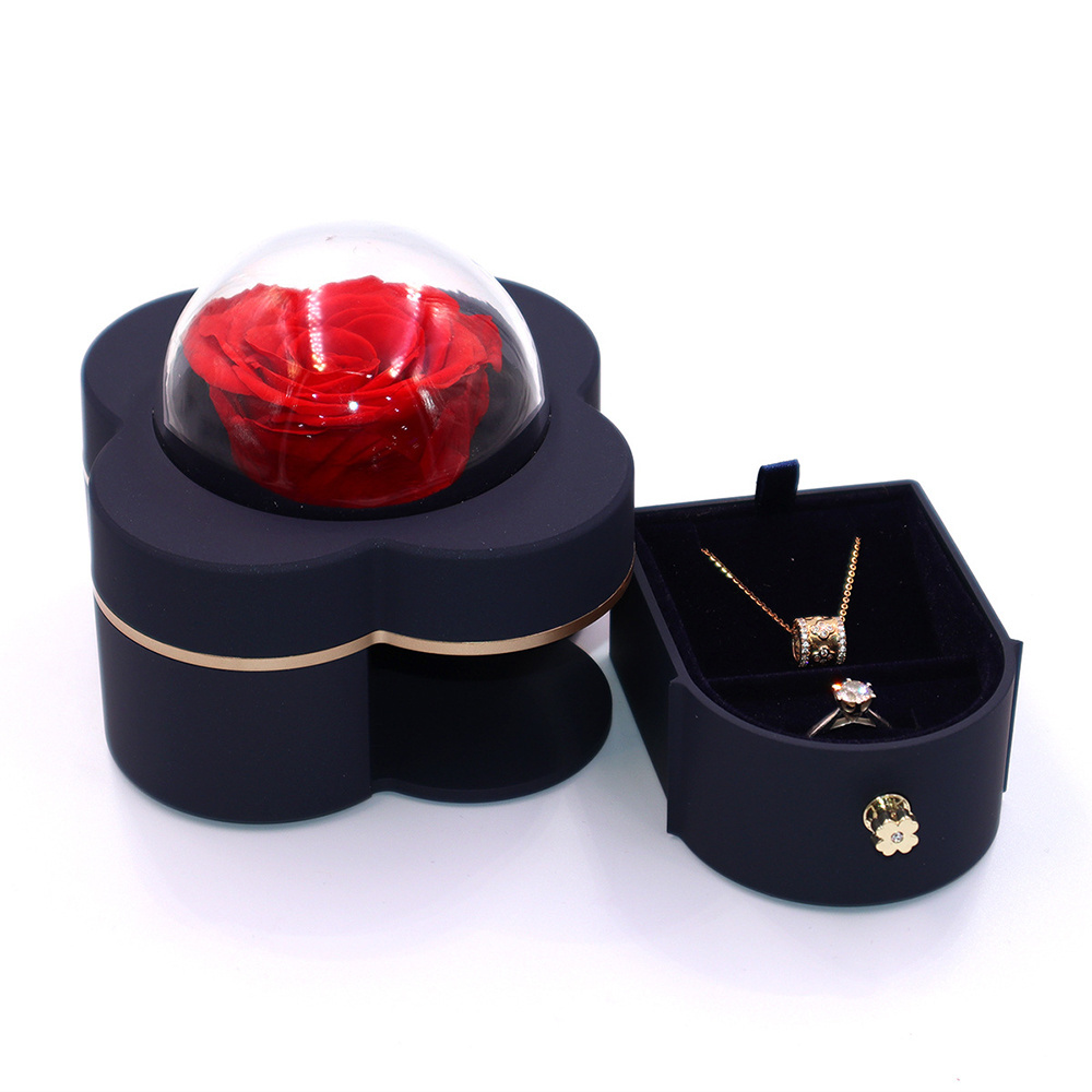 INUNION Forever Roses Jewelry Box Gift Box with Eternal Rose and Necklace