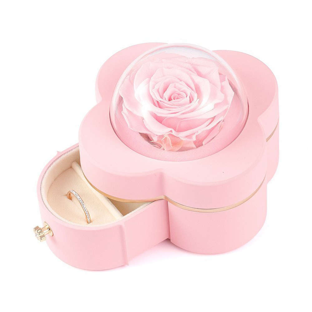 INUNION Forever Roses Jewelry Box Gift Box with Eternal Rose and Necklace