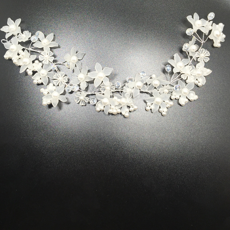 MLTS012 Fashion Bridal headband white flower pearl headband for bride Wedding hair jewelry