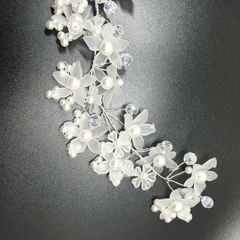 MLTS012 Fashion Bridal headband white flower pearl headband for bride Wedding hair jewelry