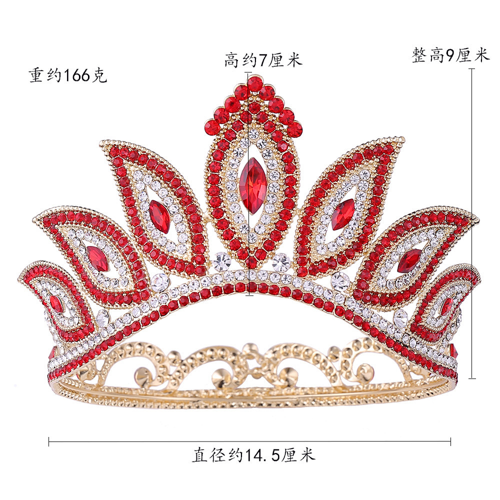 ZGH1232 High quality Leaves rhinestones Princess Tiaras Round Baroque Pageant Crowns Rhinestones Full Crown King Crown