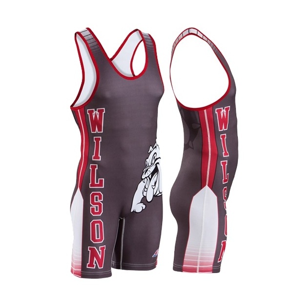 Chenille embroidery digital printing design Custom sublimation heat transfer oem wrestling singlets made in Pakistan