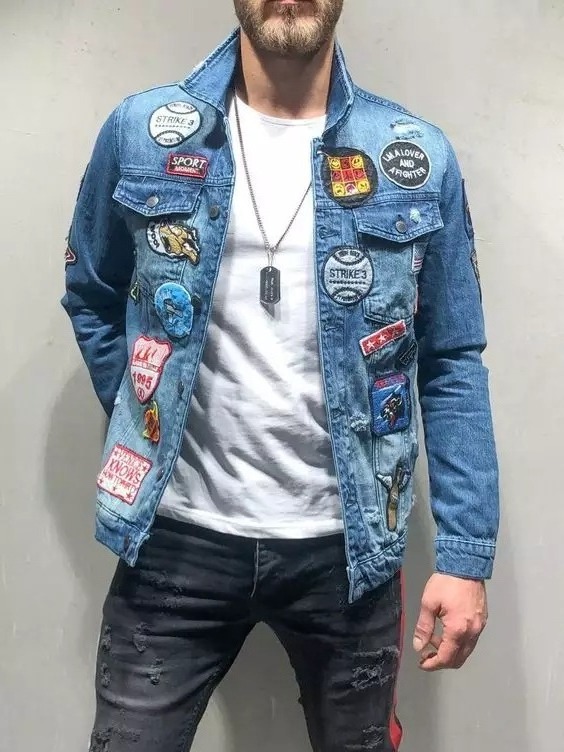 Manufacturers China Custom Denim Jeans Jacket For Men Button Up Plus Jacket Jeans Wholesale Custom Mens Denim Jackets