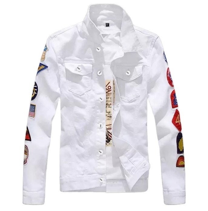 Manufacturers China Custom Denim Jeans Jacket For Men Button Up Plus Jacket Jeans Wholesale Custom Mens Denim Jackets