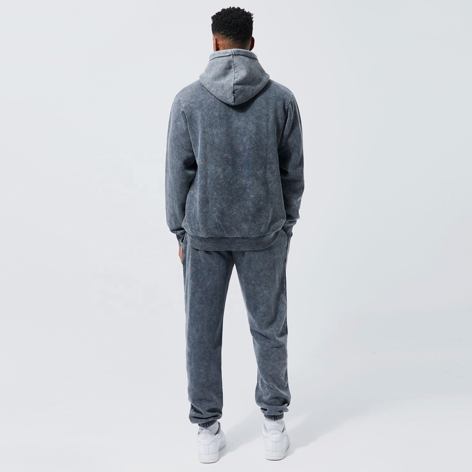 High Quality Heavyweight Acid Washed Hoodie And Sweatpants Set Vintage Custom Mens French Terry Cotton Streetwear Tracksuit