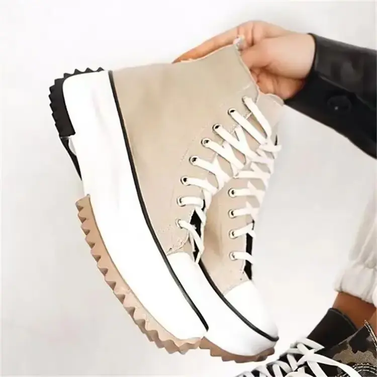 Premium Quality  High Top Thick-Soled Canvas Shoes For Women Fashion Footwear at Wholesale Prices from US