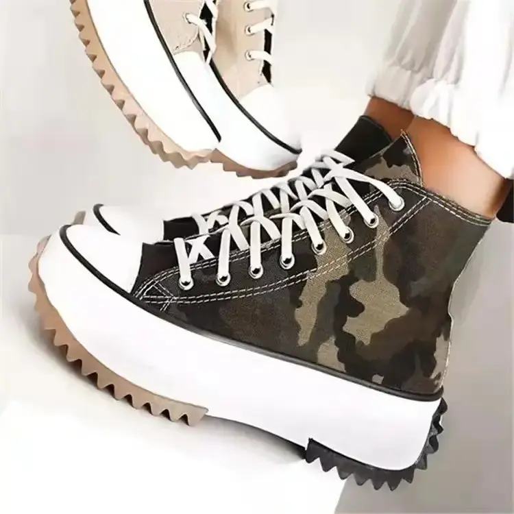 Premium Quality  High Top Thick-Soled Canvas Shoes For Women Fashion Footwear at Wholesale Prices from US