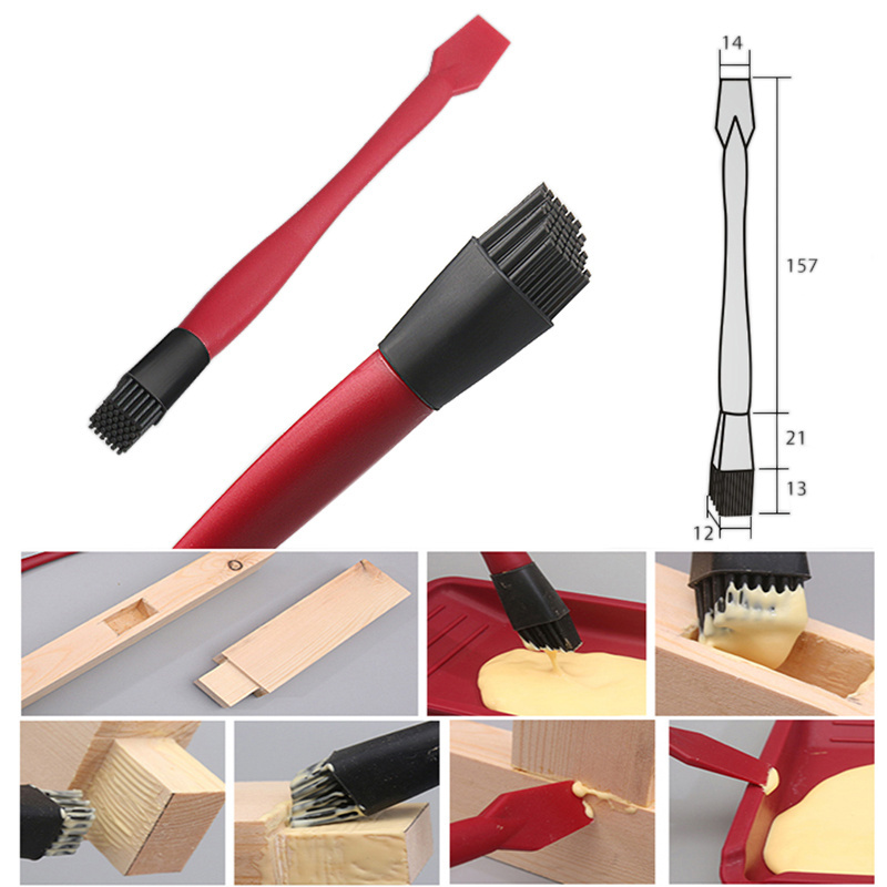 IVD-3019 Wash Free Glue Brush Tool Kit Washfree Silicone Soft Glue Brush Flat Scraper Glue Tray Wood Gluing Brushing Tools