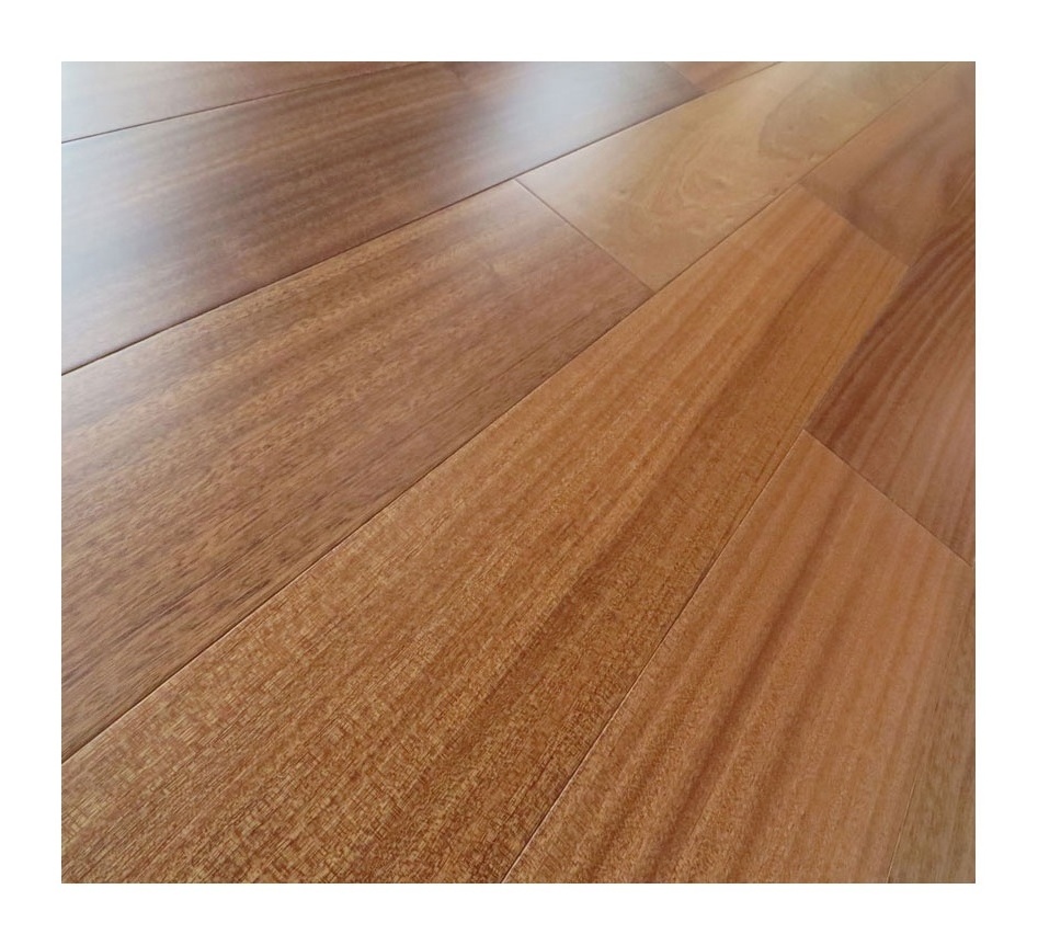 Natural lacquered exotic Sapele engineered hardwood flooring