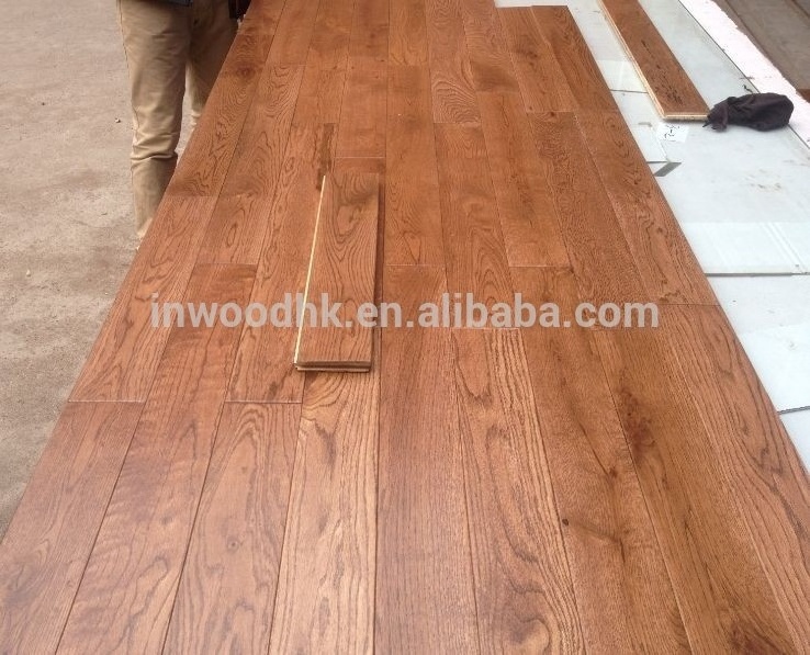 Prefinished White Oak solid hardwood flooring with various color stains