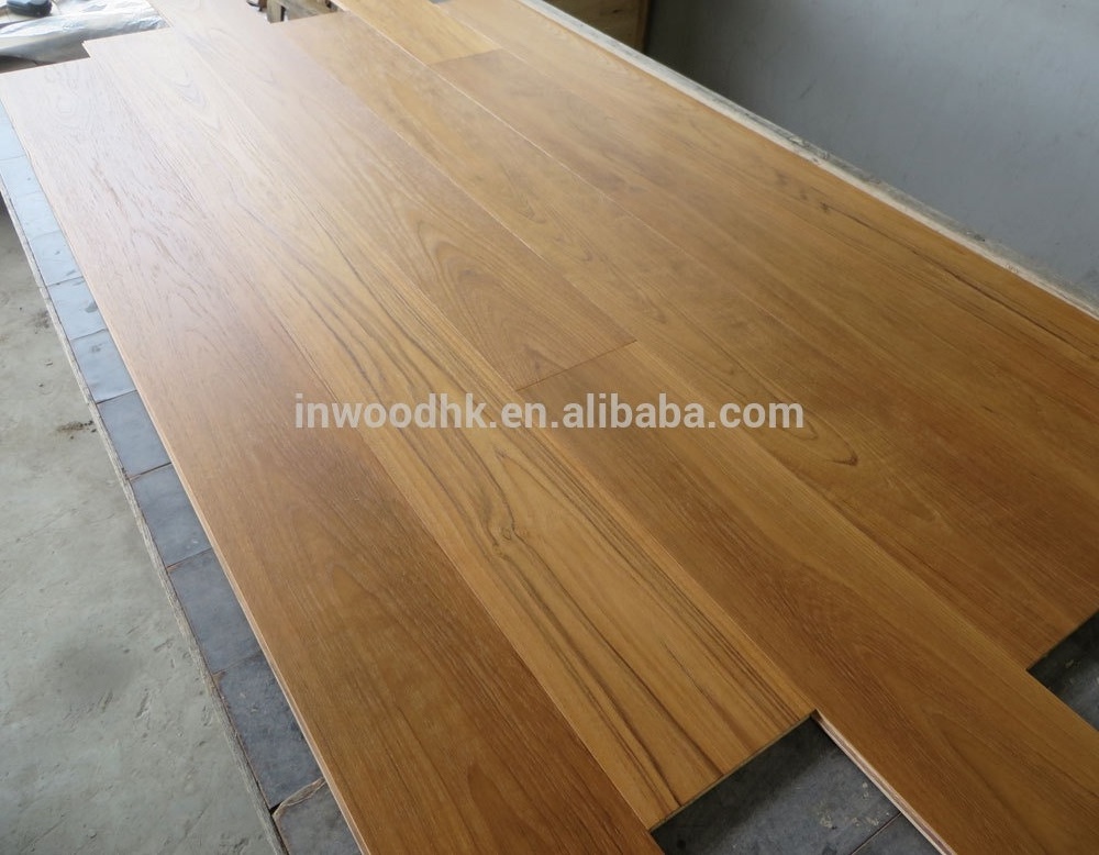 Quality AB grade Burma Teak Engineered Wood Flooring , slight brushed surface