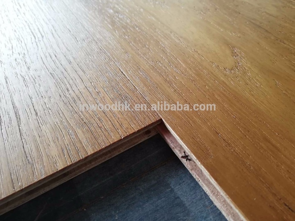 Quality AB grade Burma Teak Engineered Wood Flooring , slight brushed surface