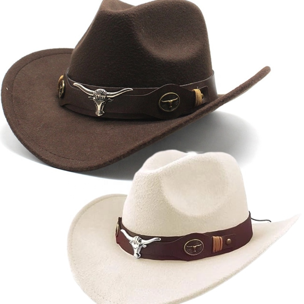 Wholesale luxury wide brim plain distressed designer felt western jazz men wool felt cowboy hat with custom logo