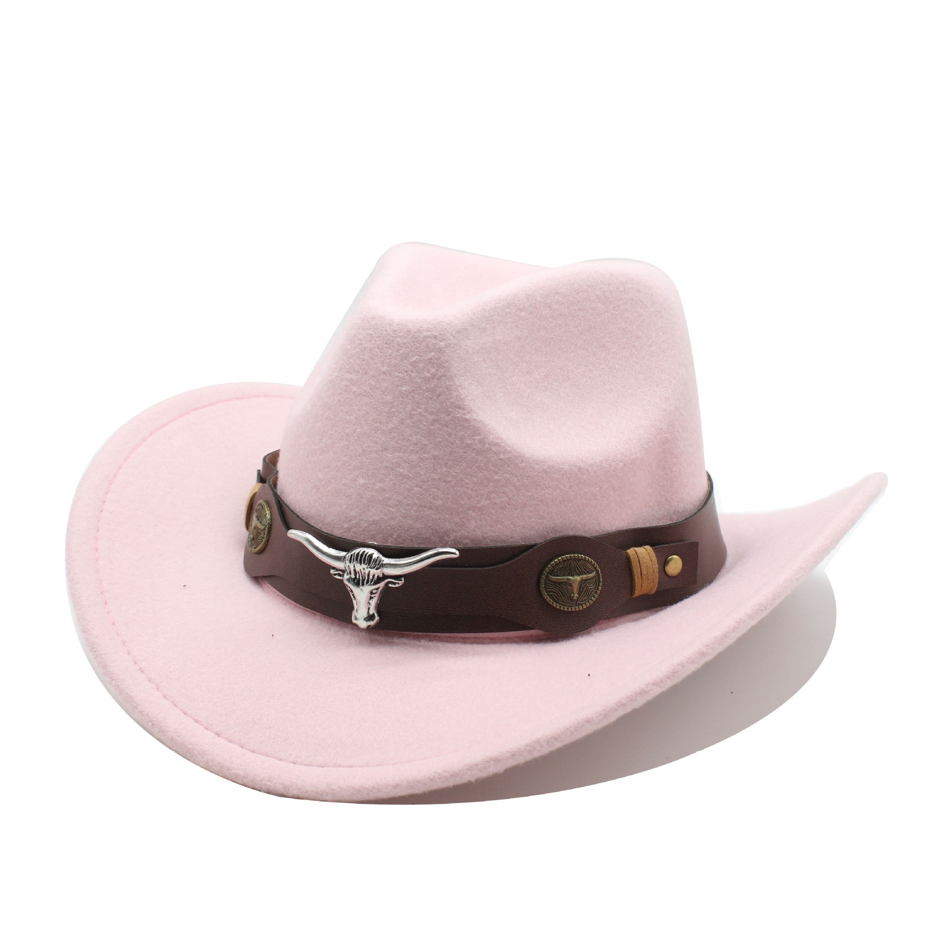 Wholesale luxury wide brim plain distressed designer felt western jazz men wool felt cowboy hat with custom logo