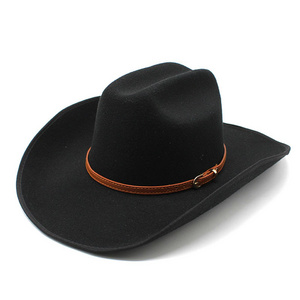 High quality Plain men woman customized western wide brim jazz felt pro cowboy cowgirl hats For men adult