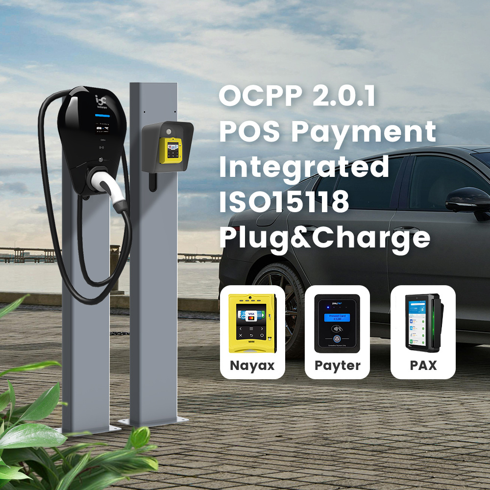 Iocharger OCPP 2.0.1 ISO15118 home wall mounted solar energy level2 AC 32 A 22kW EV charger electric car charging station