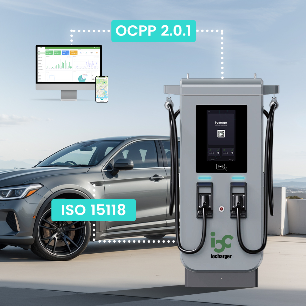 Iocharger Floor-Mounted 60Kw 120Kw Advertisement Screen Commercial DC Fast Electric Car Ev Charger Electric Car Charging Station