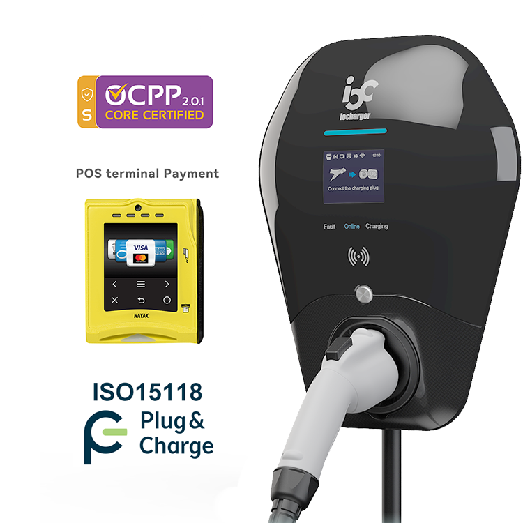 iocharger USA OCPP 2.0.1 ISO15118 plug and charge dynamic load balancing type 1 32A 48 Amp 40A 240V 11kW car EV charger