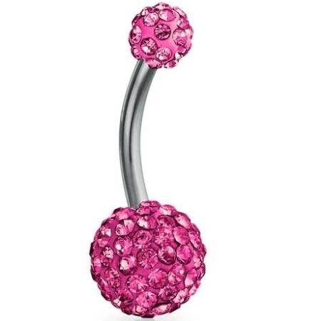 Blue Crystal Round Ball Bar Style Navel Belly Ring Surgical Steel