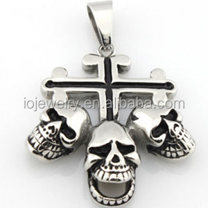 Three skull cross pendant 316 stainless steel jewelry