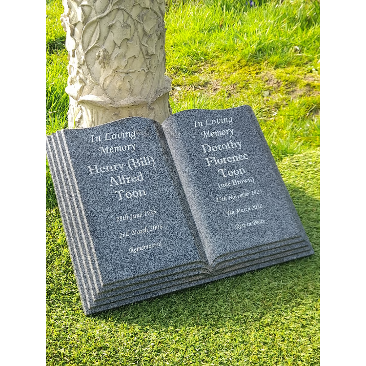 bible book shape headstone & tombstone