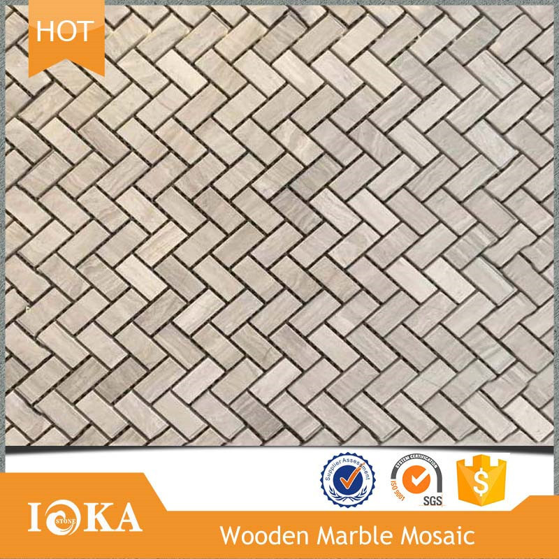 Herringbone Grey Wood Grain Marble Mosaic,Grey Wall Mosaic Tiles