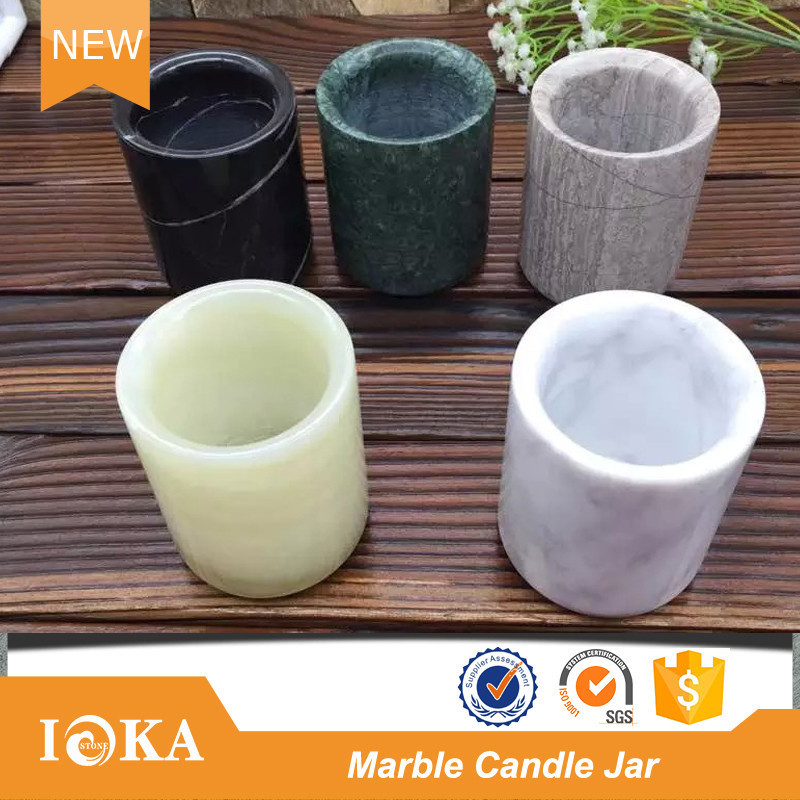 Beauty Jade Marble Candle Jars Onyx Candle Vase Stone Candle Holder