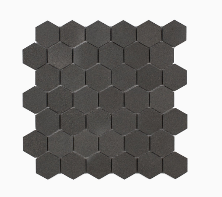 Hexagon Dark Grey Basalt Stone Mosaic Lava Stone Wall and Floor Tile