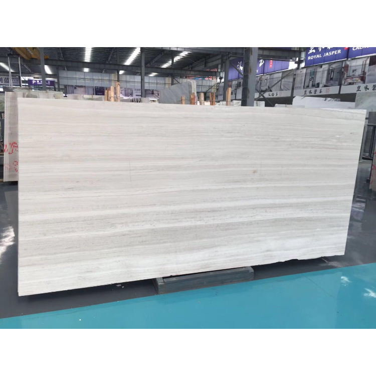 Custom Size Slab High Qualite Multilaminar Natural White Brown Veins Wooden Marble Tile