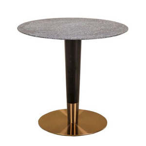 Italian Luxury Upmarket 2 Or 4 Seat Round Copper Brass Single Leg Terrazzo Stone Top Restaurant Hotel Cafe Bar Pub Dining Table