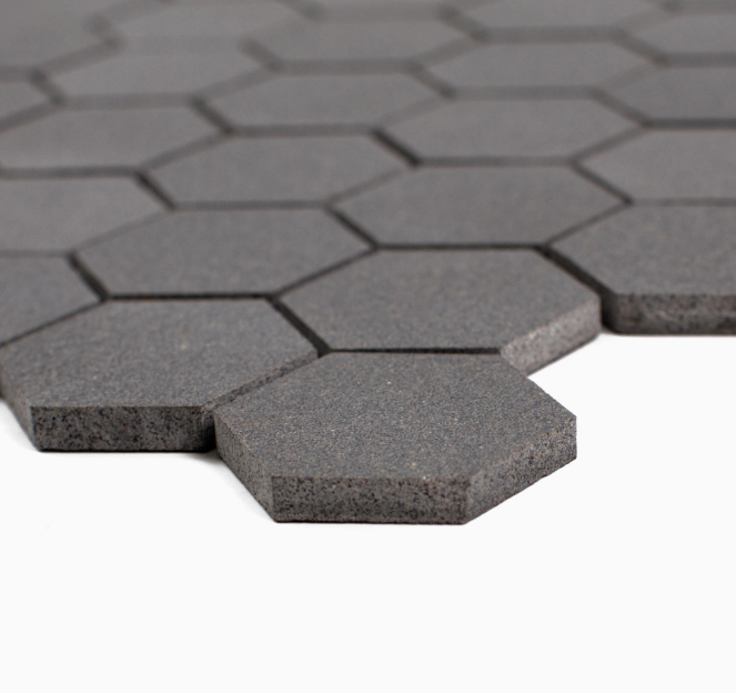 Hexagon Dark Grey Basalt Stone Mosaic Lava Stone Wall and Floor Tile