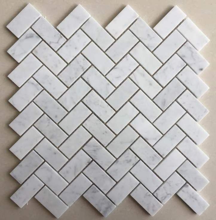 Outdoor Modern Marble Brick Nature Carrara White 2x4 Inches Polished Mosaic Backsplash Tile