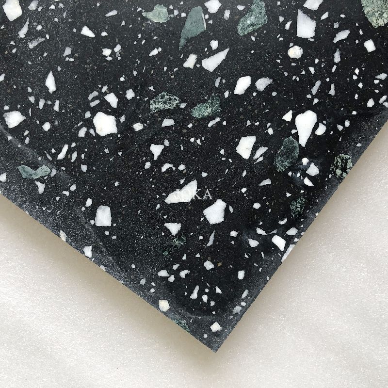 Outdoor Waterproof Tile Matte Cement Cheap Price Black Big Slap Terrazzo Tiles For Floor And Table Or Countertops