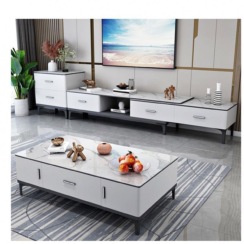 Sintered Stone Top Professional Entertain 2023 New Design White Living Room Furniture Classic Table Tv Stand