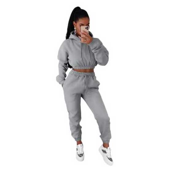 Jogging Sweat Suits Wholesale Two Piece Tracksuit Black Fleece Plain Solid Color Outfits Customize 2 Piece Tracksuit for Women