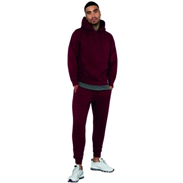 Burgundy Men 2 Piece Soft Tracksuit Set For Men Comfortable Maroon Tracksuit Set Wholesale Cotton fleece Sweatsuit