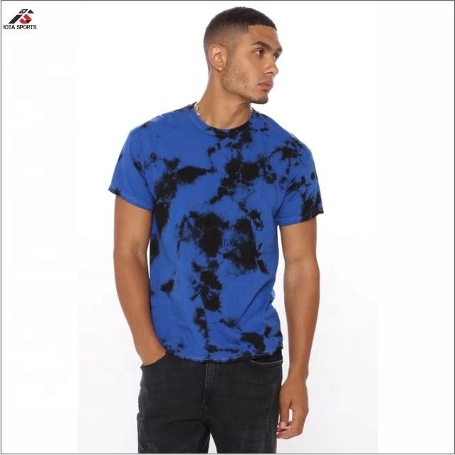 Army Green Tie Dye Men Loose Fit Cotton T Shirt Round Neck Wholesale Breathable Cheap Tie Dye T Shirts Embroidered