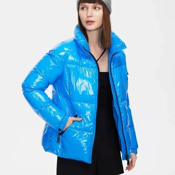 Cropped Vinyl Puffer Overcoat Custom Made Quality Nylon Outwear For Women bubble jacket Quilted Hooded Bubble Down Jackets