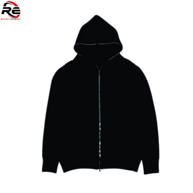 Custom full face zip up hoodie black zipper hoodies 100% cotton fleece breathable streetwear hooded sweatshirt